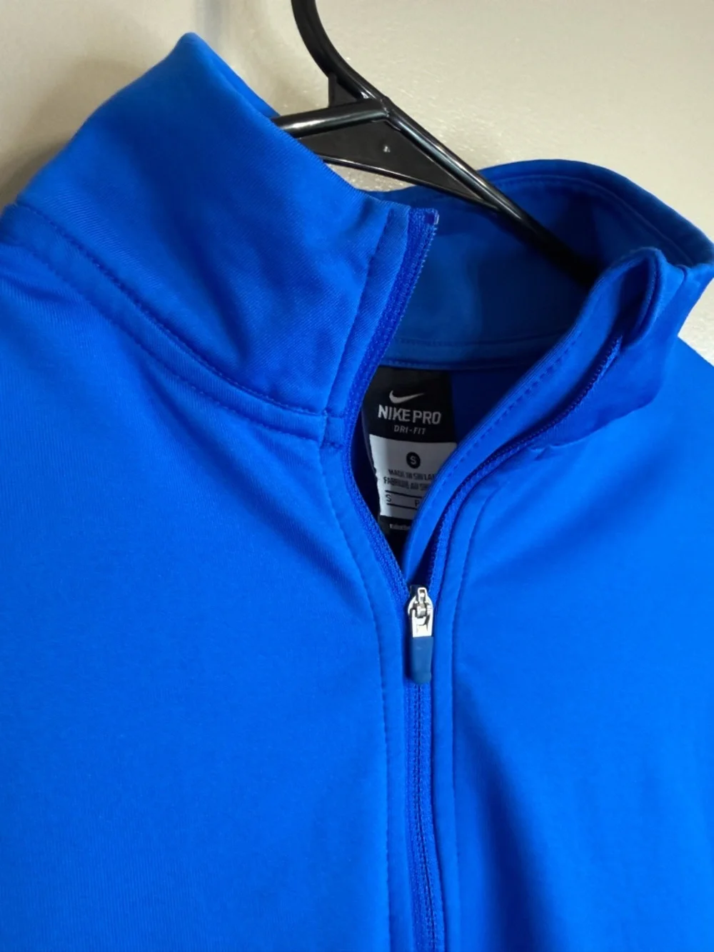 Nike Pro Blue Long Sleeve‎ Half-Zip Athletic Top Thumbholes Stretch Women's S